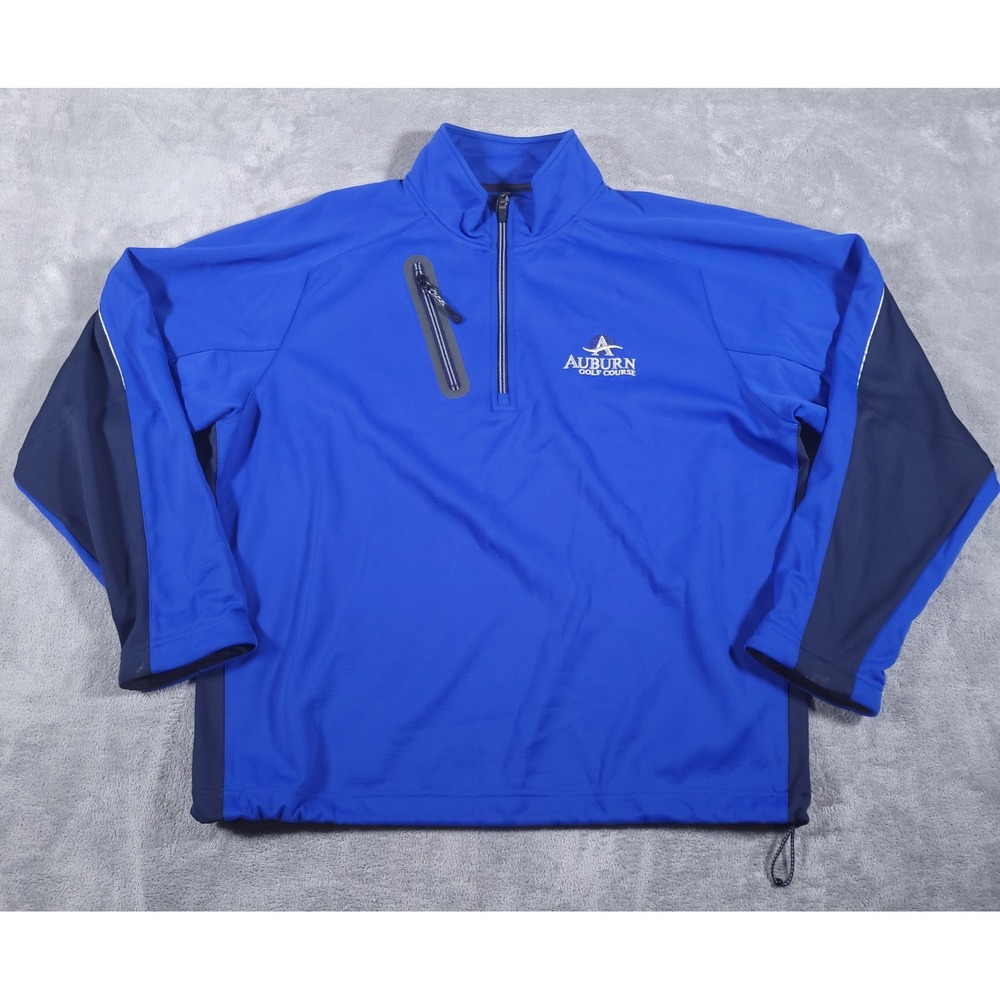 Zero Restriction Tour Series 1/4 Zip‎ Pullover Mens Large Blue Black Auburn Golf